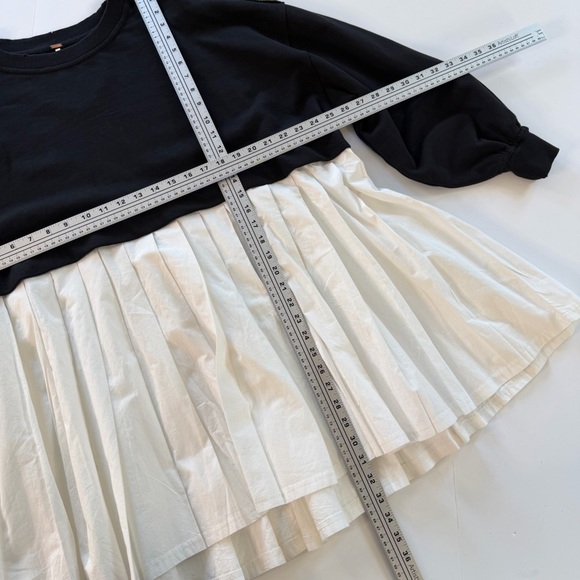 Free People Womens Small Black White Eleanor Sweatshirt - Picture 4 of 12